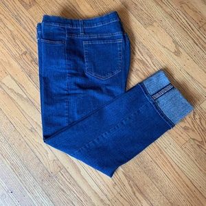 Not Your Daughter’s Dark Wash Capri Jeans with Rhinestone Cuff Embellishment